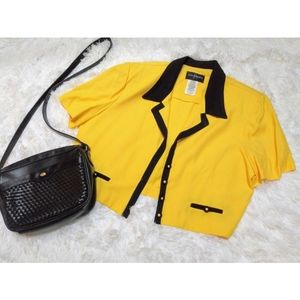 Vintage Yellow Crop Short Sleeve Blazer